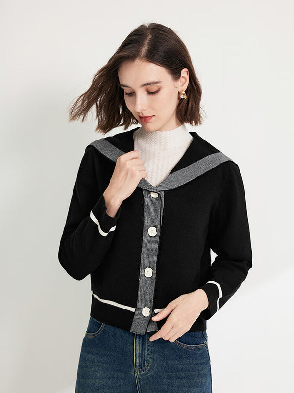 Femalestyle Maya Sailor Collar Knit Cardigan